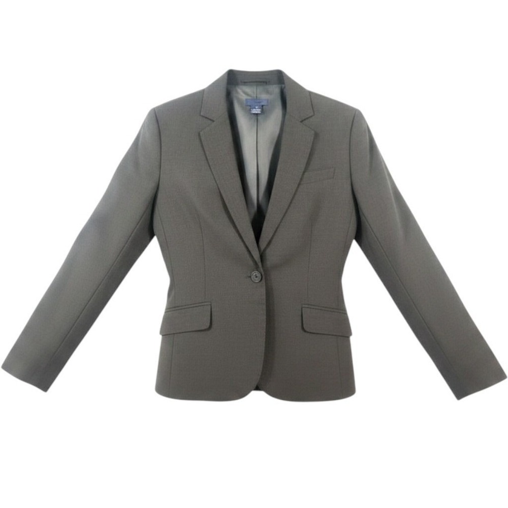 J.Crew Womens Charcoal Gray‎ Wool Blend Single Button Tailored Blazer Size 4